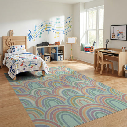 Pastel Overlapping Arches Whimsical Rug