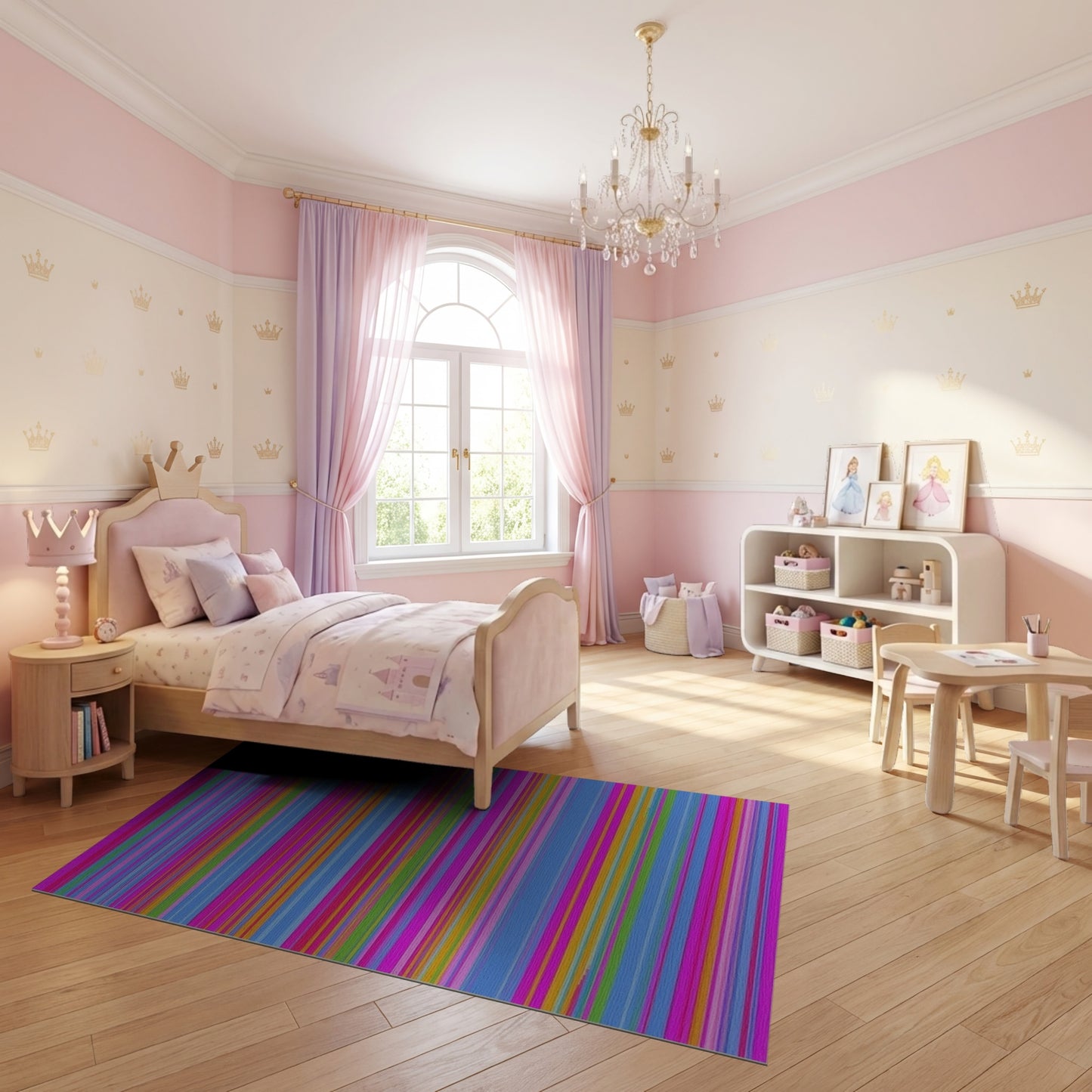 Vibrant Multicolor Horizontal Stripes Rug