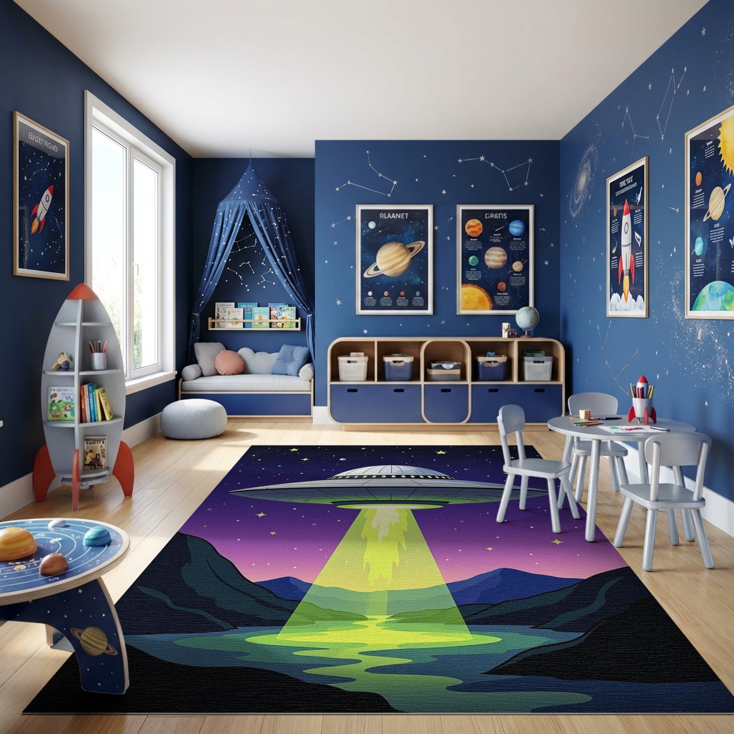 Starry UFO Glowing Beam Rug