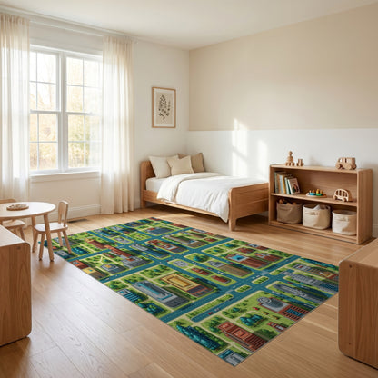 Vibrant Isometric City Grid Rug