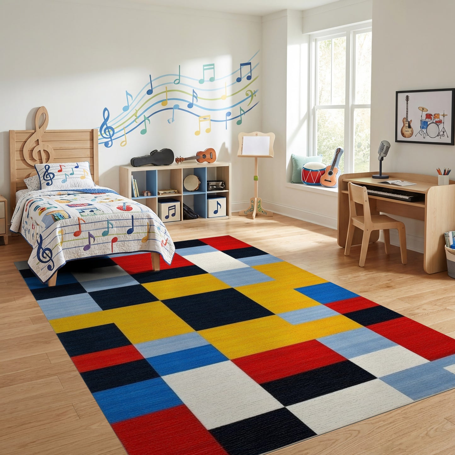 Abstract Geometric Color Block Rug