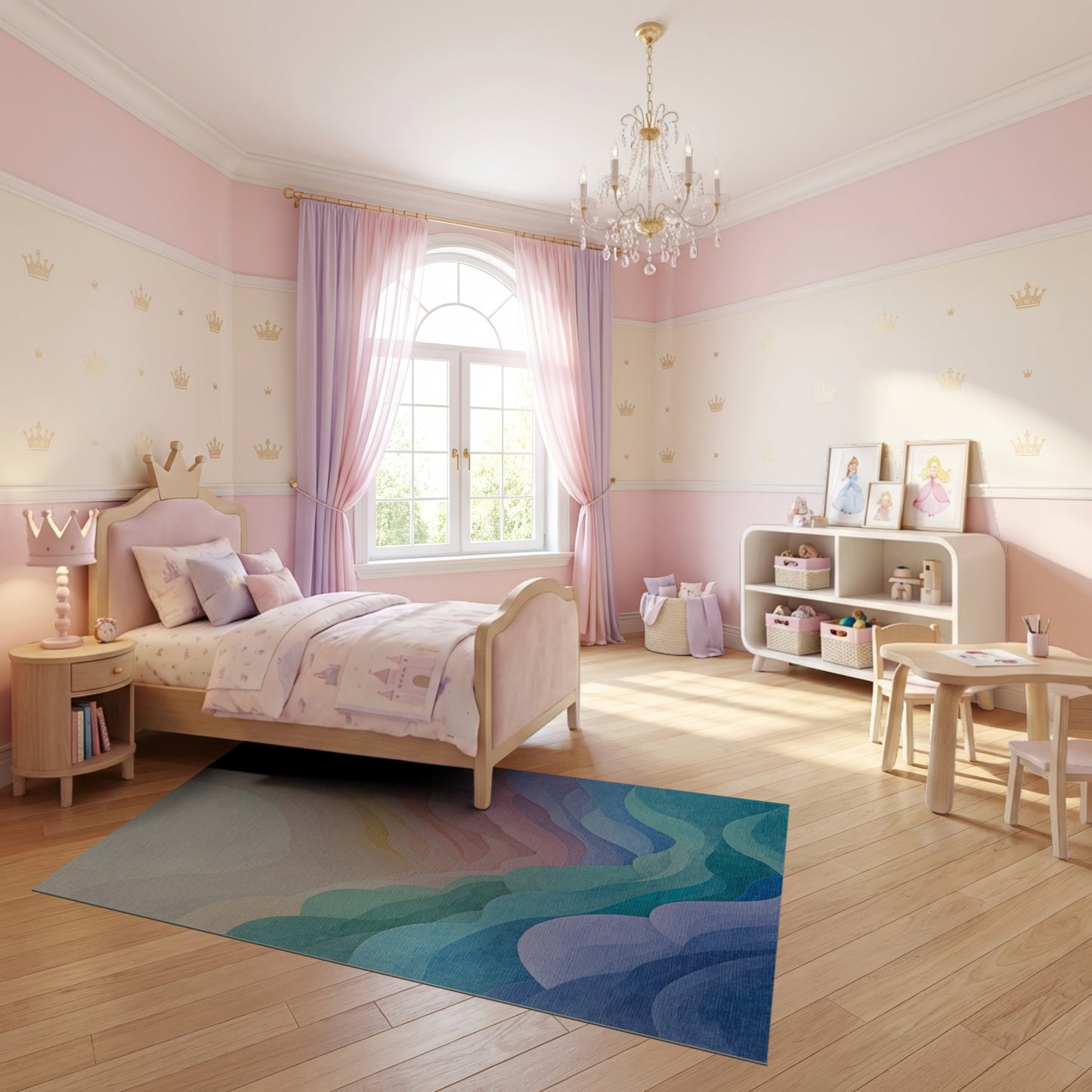 Radiant Gradient Wavy Clouds Rug