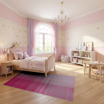 Modern Pink Gradient Plaid Rug