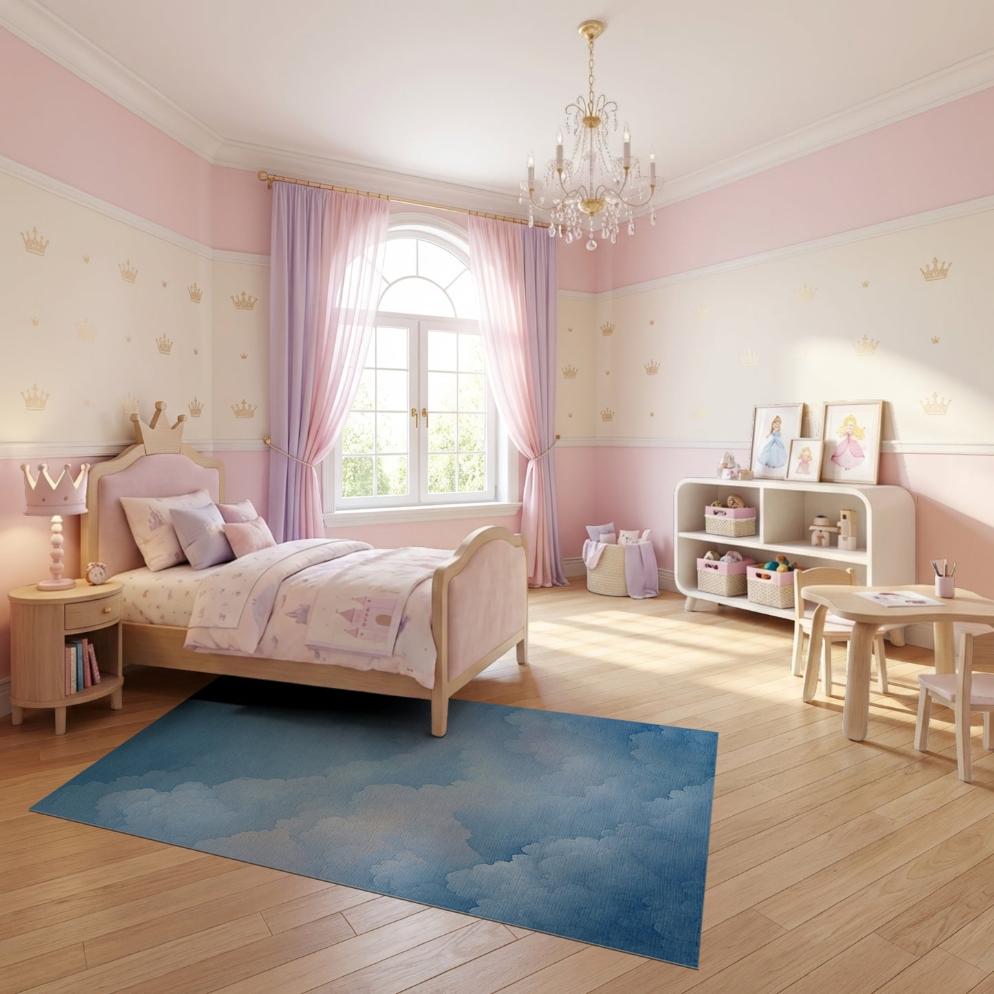 Ethereal Fluffy Blue Clouds Rug