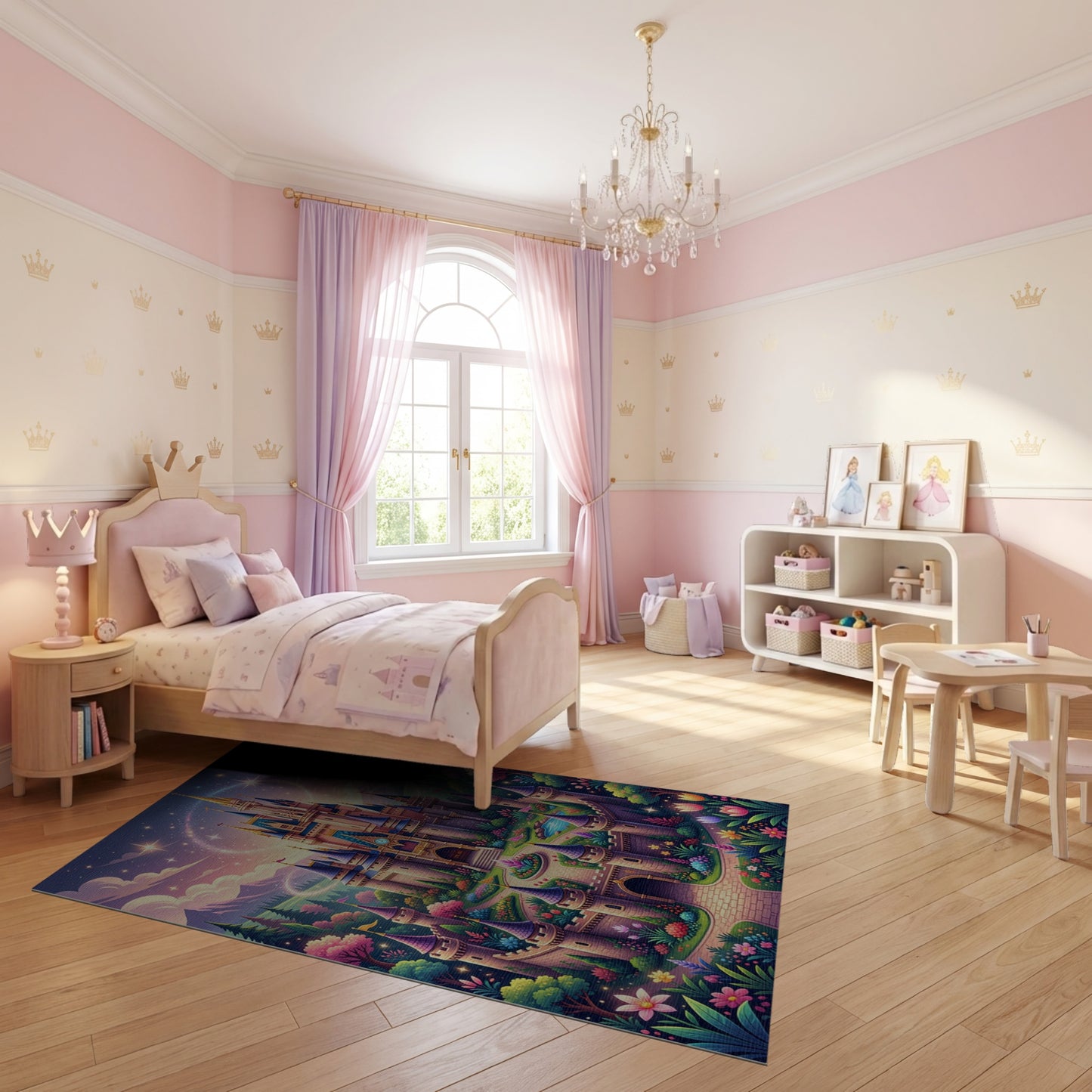 Whimsical Magical Castle Garden Rug