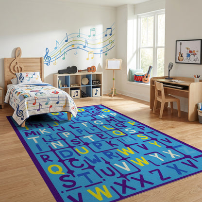 Vibrant Multicolor Alphabet Grid Rug