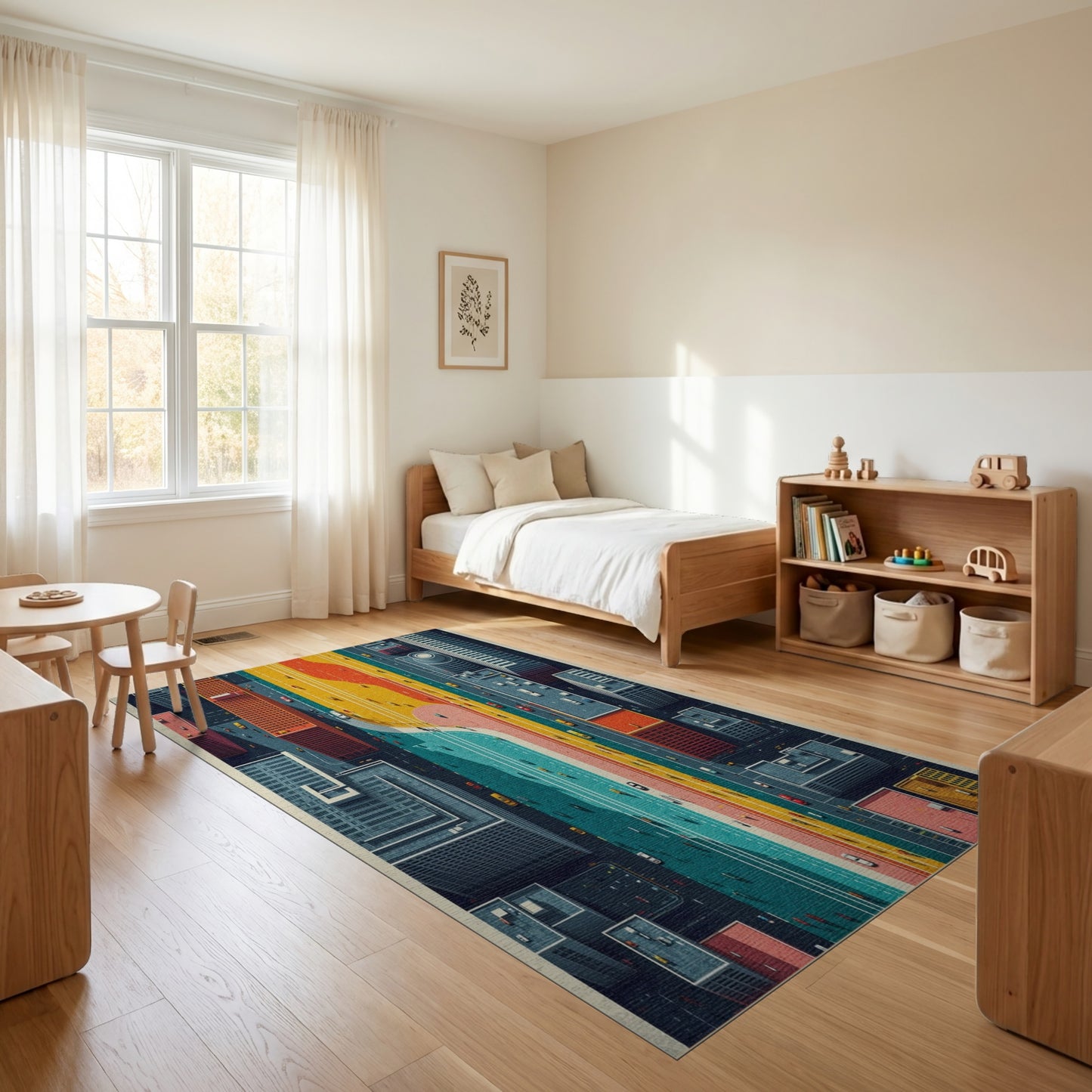 Vibrant Winding Urban Highway Rug