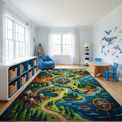 Whimsical Winding Trail Treasure Map Rug