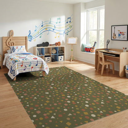 Scattered Earthy Geometric Shapes Rug