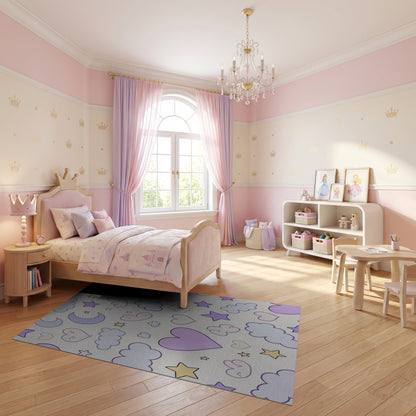 Whimsical Pastel Stars Moons Clouds Hearts Rug