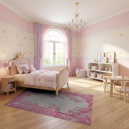 Dreamy Pink Starry Forest Rug