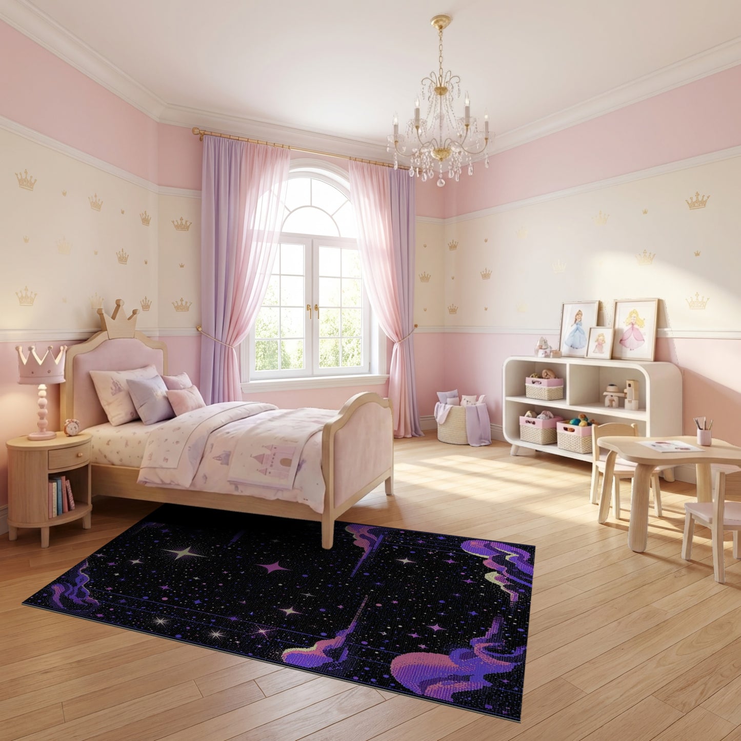 Cosmic Purple Stars Clouds Rug