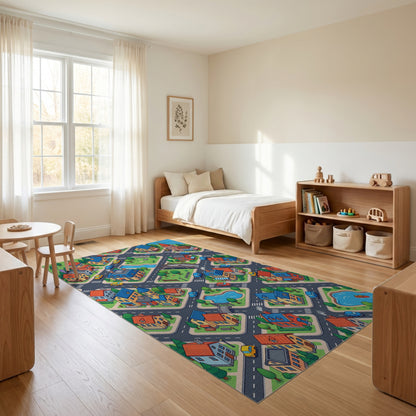 Vibrant Isometric Colorful Townscape Rug