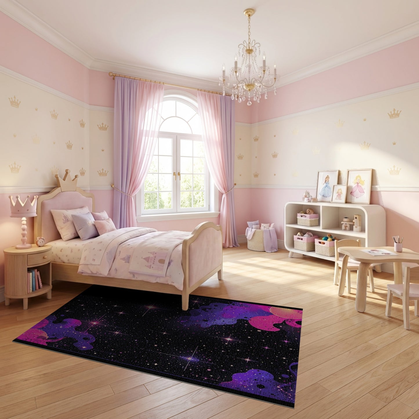 Purple Pink Nebula Starry Cosmic Rug