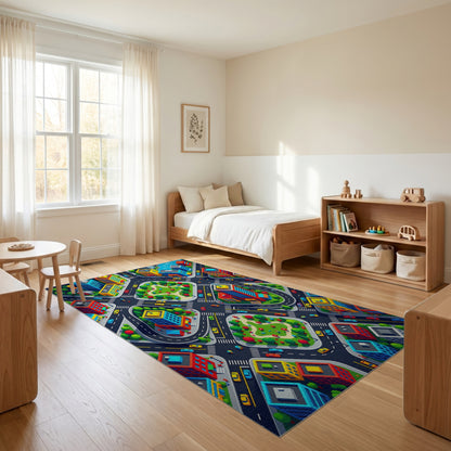 Vibrant Isometric City Intersection Rug