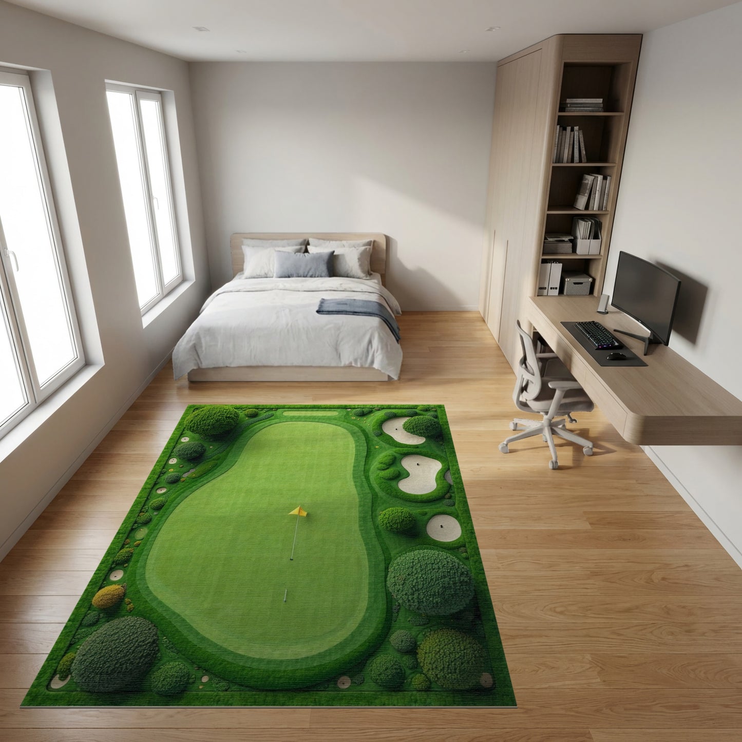 Whimsical Lush Green Golf Course Rug
