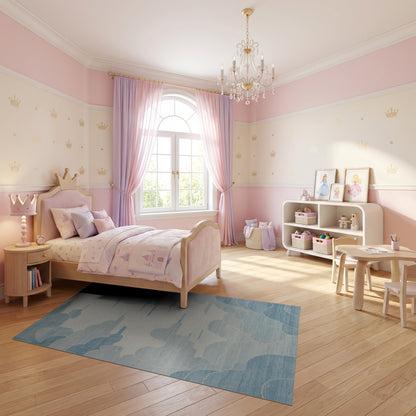 Blue and White Fluffy Clouds Rug