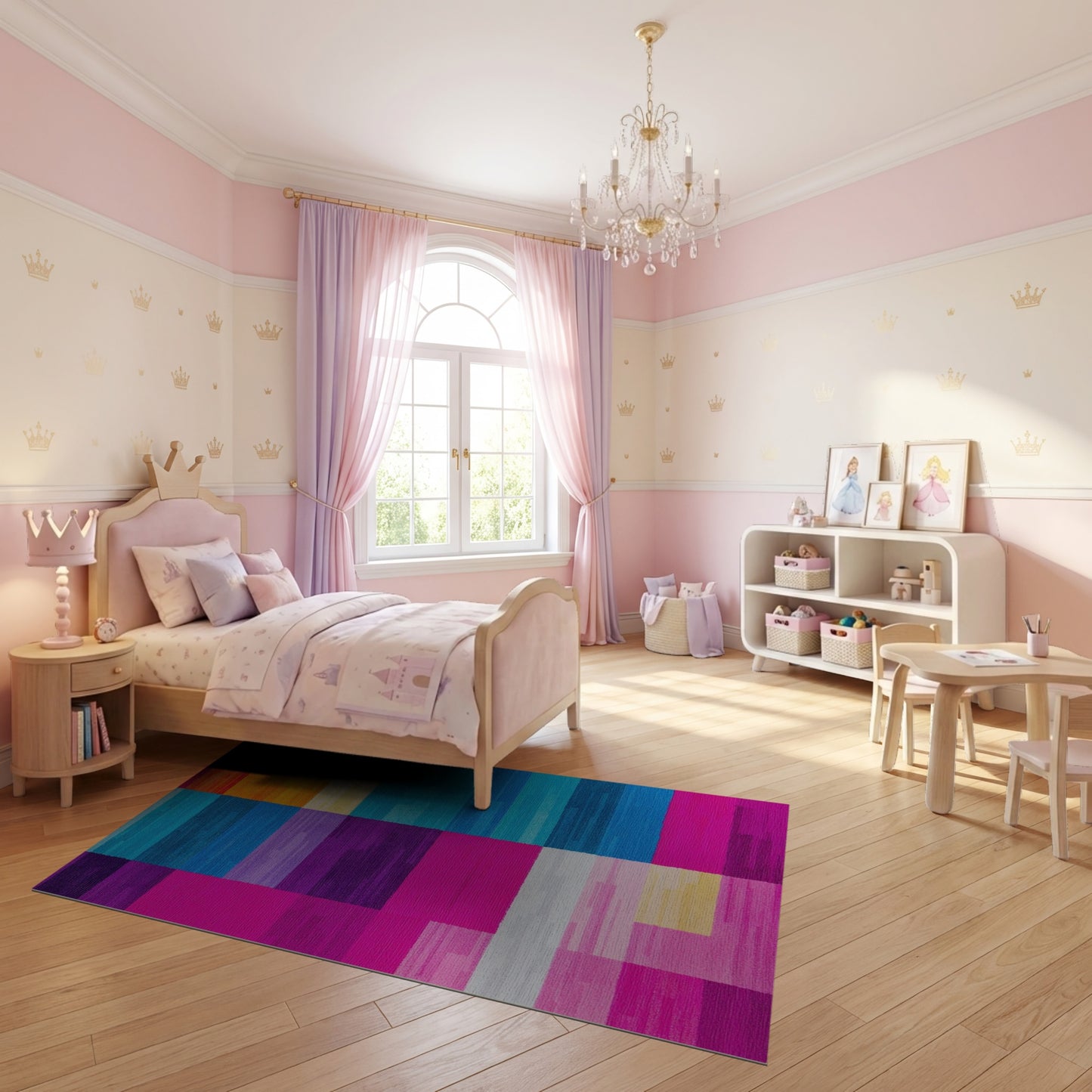 Modern Vibrant Multicolor Stripe Rug