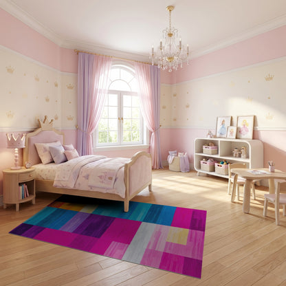 Modern Vibrant Multicolor Stripe Rug