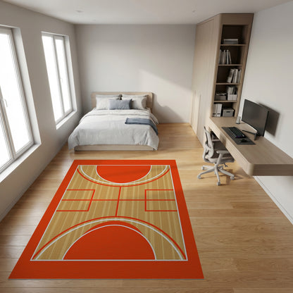 Wood Grain Red Basketball Court Rug