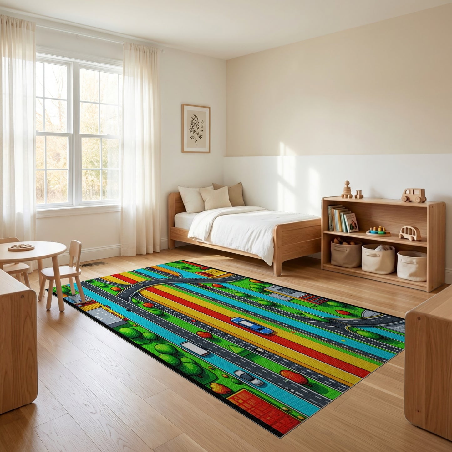 Vibrant Highway Interchange Cityscape Rug