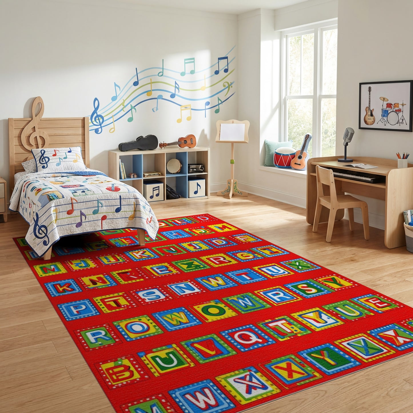 Vibrant Alphabet Block Letters Rug