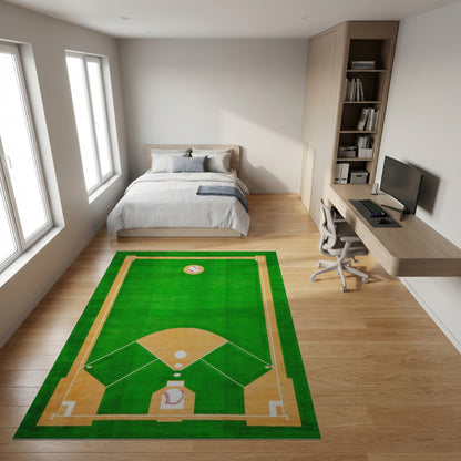 Sporty Green Baseball Diamond Rug