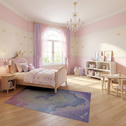 Whimsical Unicorn Clouds Stars Moon Rug