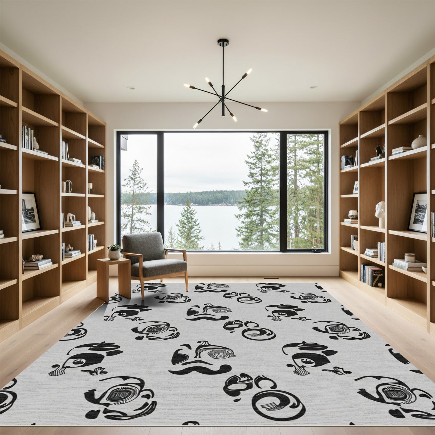 Black White Abstract Character Portrait Rug