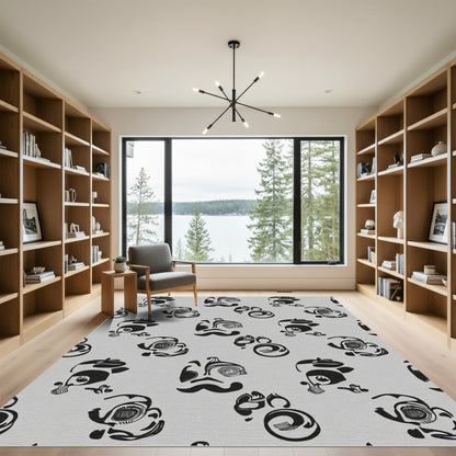 Black White Abstract Character Portrait Rug