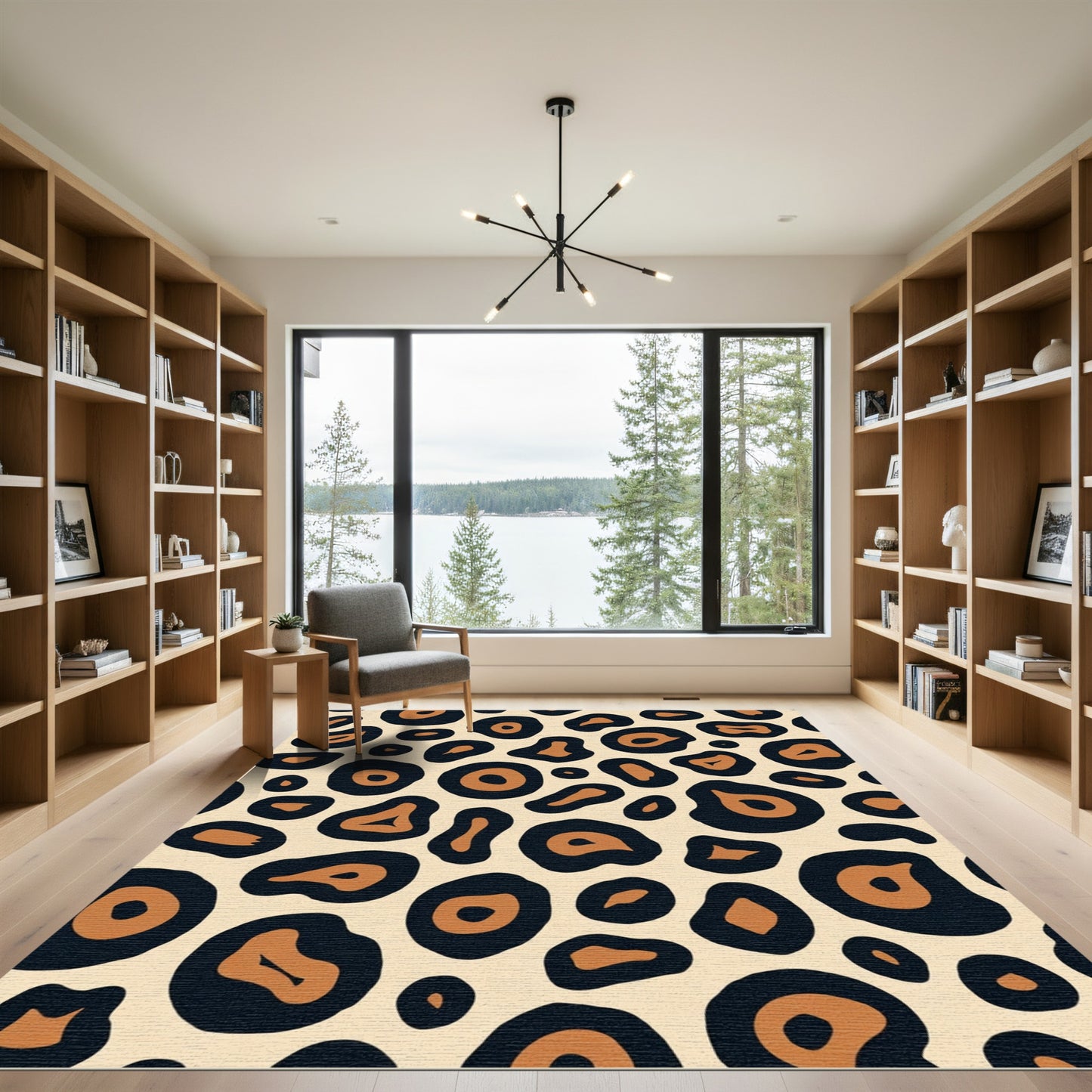 Bold Black Orange Spots Rug