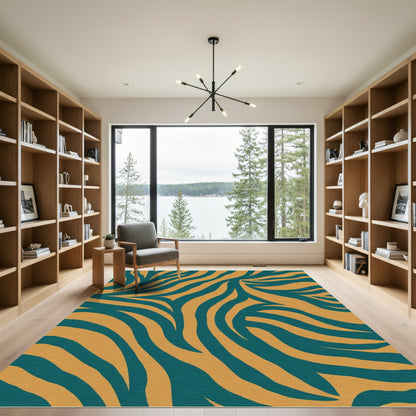 Amber Teal Tonal Swirl Rug