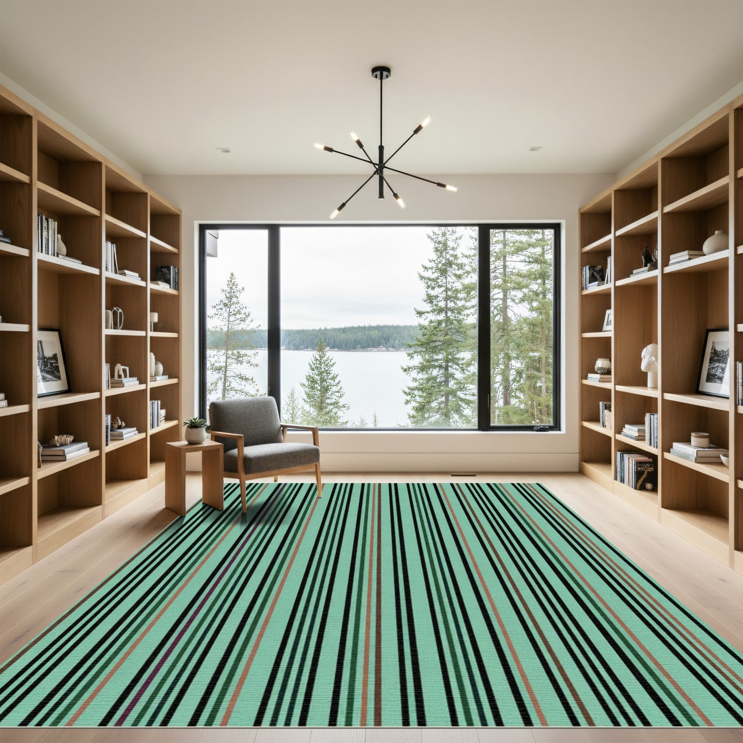 Modern Mint Green Striped Harmony Rug