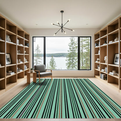 Modern Mint Green Striped Harmony Rug