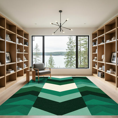 Emerald Green Chevron Stripe Rug