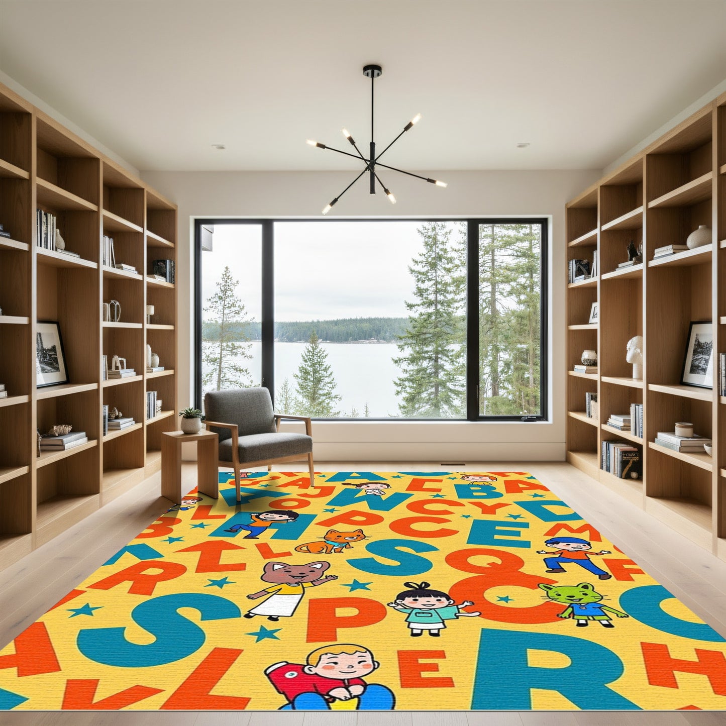 Playful Alphabet Kids Animal Yellow Rug