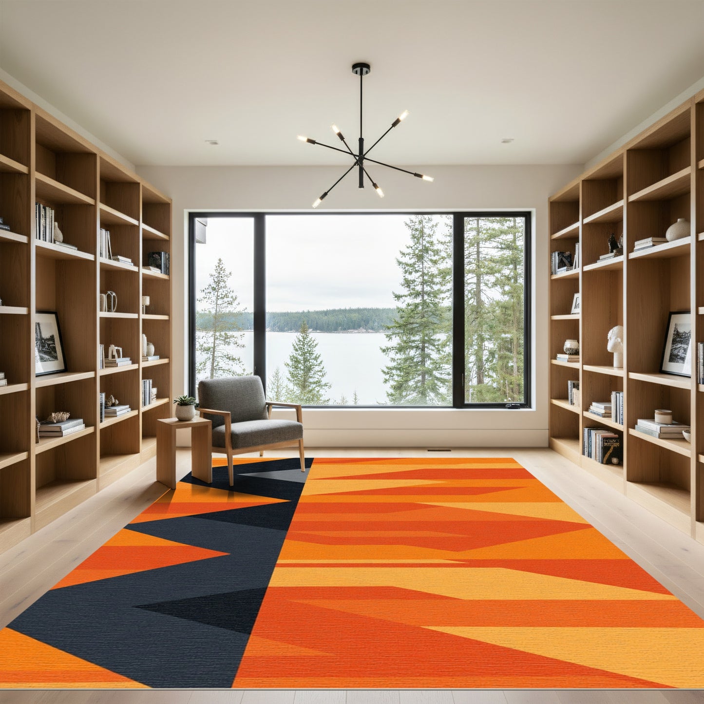 Bold Geometric Stripes Orange Rug
