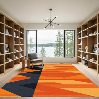 Bold Geometric Stripes Orange Rug