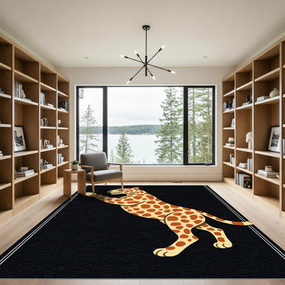Bold Tawny Feline Figure Rug
