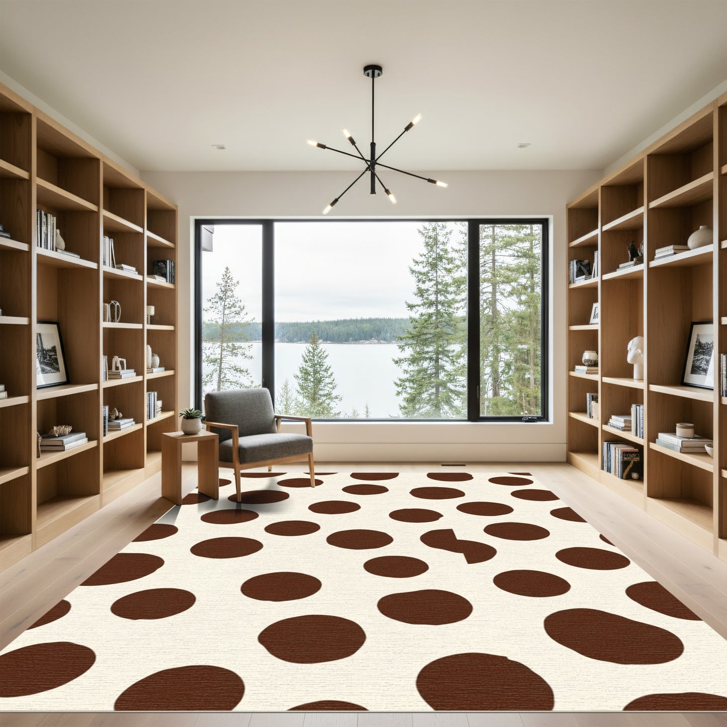 Dark Brown Organic Dot Shapes Rug