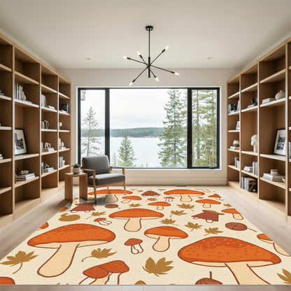 Whimsical Autumn Mushroom Forest Rug