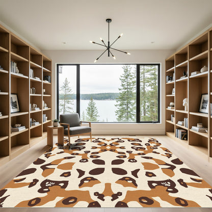 Brown And Cream Abstract Animalistic Forms Rug