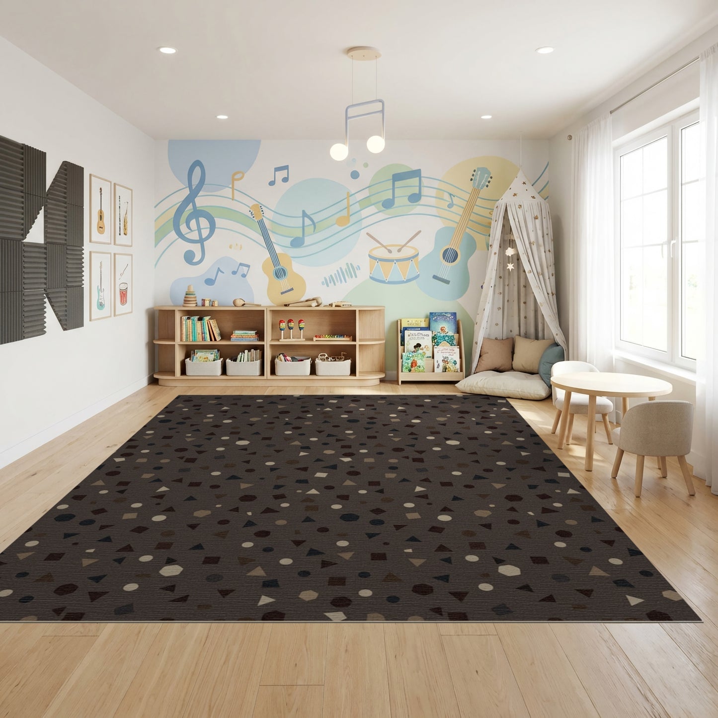 Earthy Scattered Geometric Shapes Rug