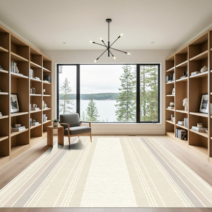 Natural Earth Tone Vertical Stripe Rug