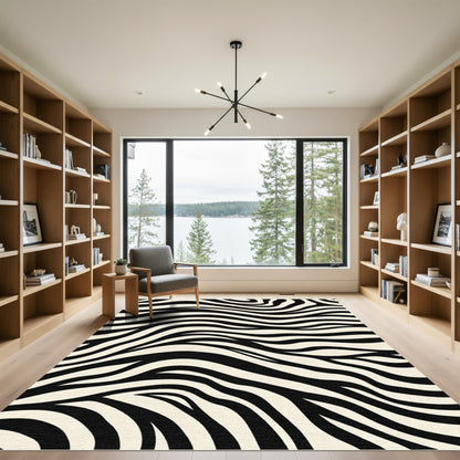 Bold Black Ivory Zebra Stripes Rug