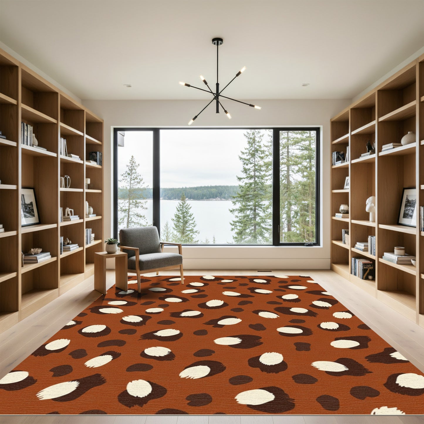 Brown Cream Leopard Spots Rug