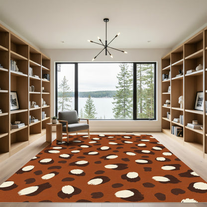 Brown Cream Leopard Spots Rug