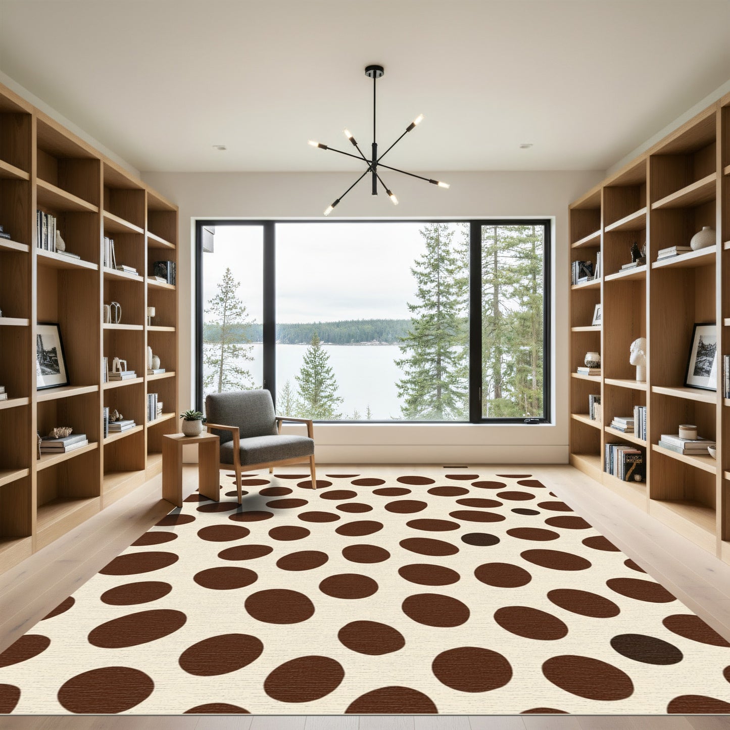 Cream Brown Scattered Ovals Rug