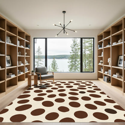 Cream Brown Scattered Ovals Rug