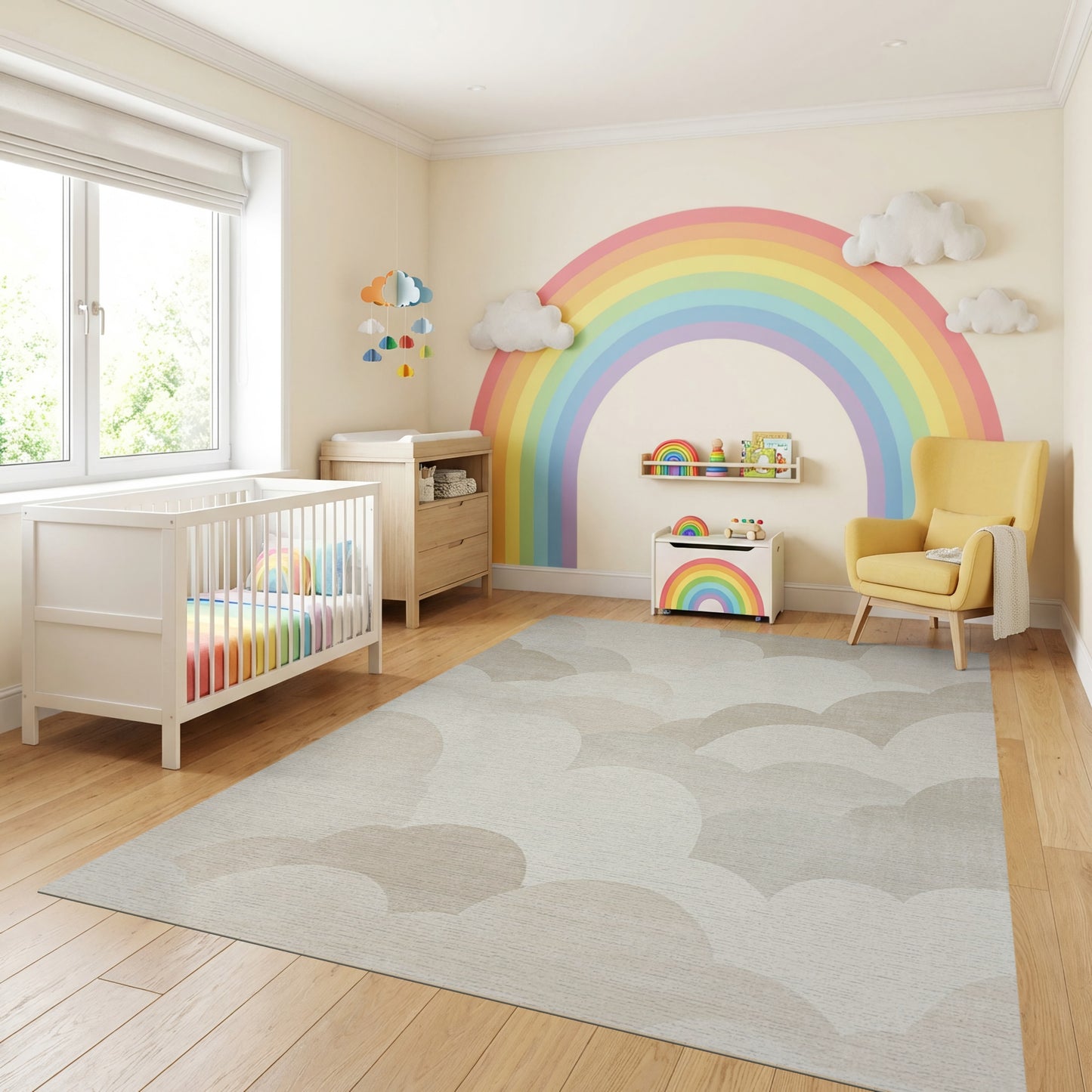 Soft Layered Clouds Beige Tones Rug